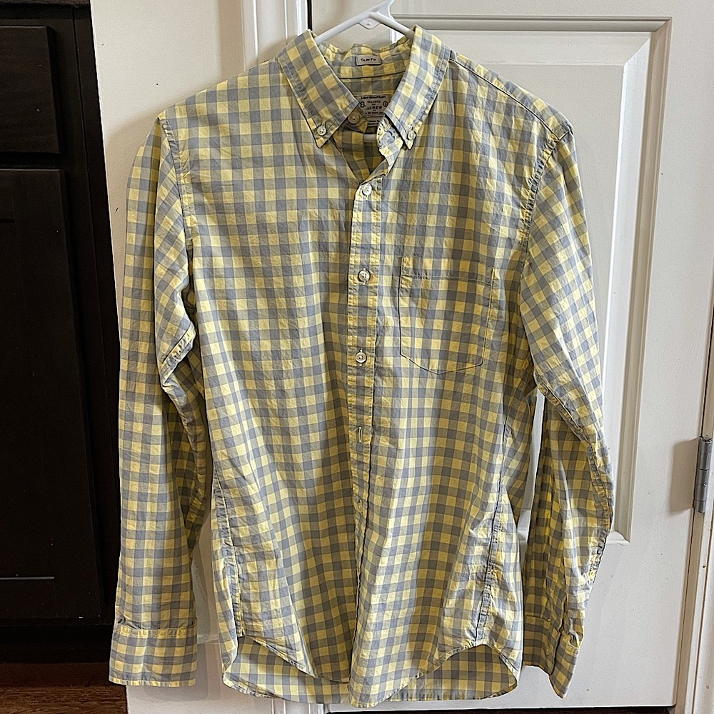 J. Crew SlimFit Button Down Yellow/Gray Mens Small